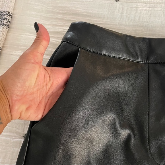 ASOS black faux leather high waisted straight leg pants size US 4 - Picture 9 of 13